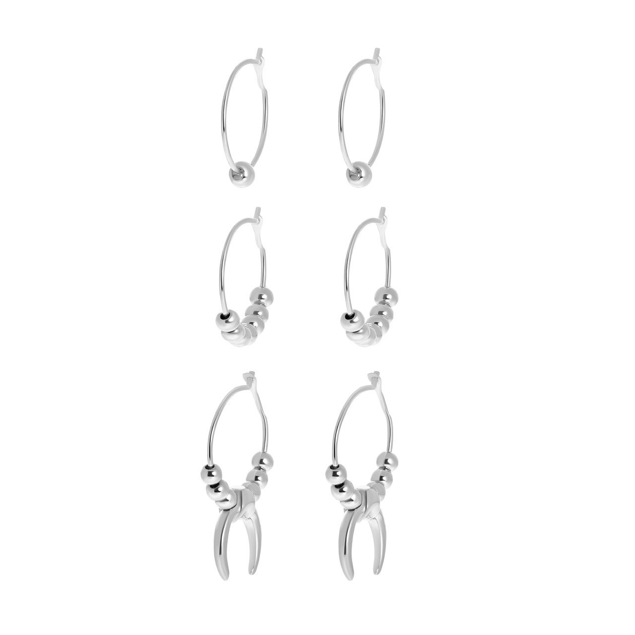 Bijoux zilverkleurige oorbellen set voor dames