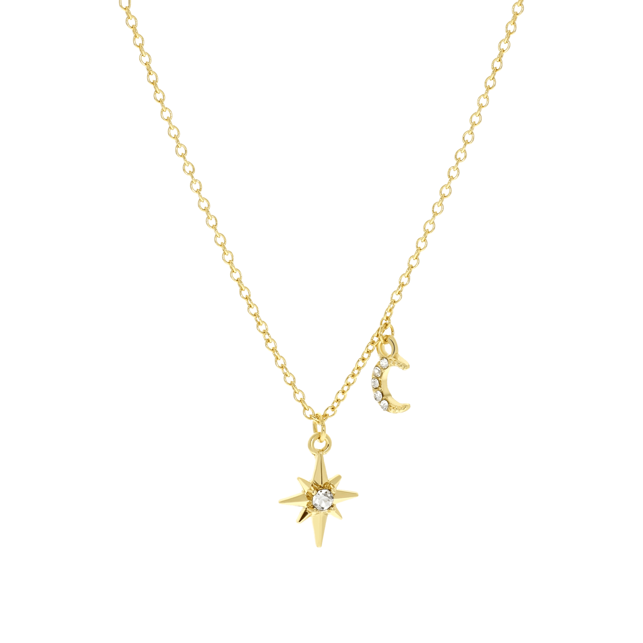 Goudkleurige byoux ketting met ster en maan