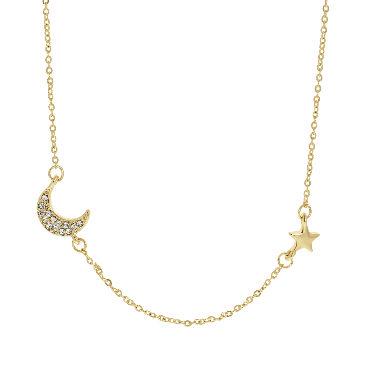 Goudkleurige bijoux ketting met maan en ster voor dames