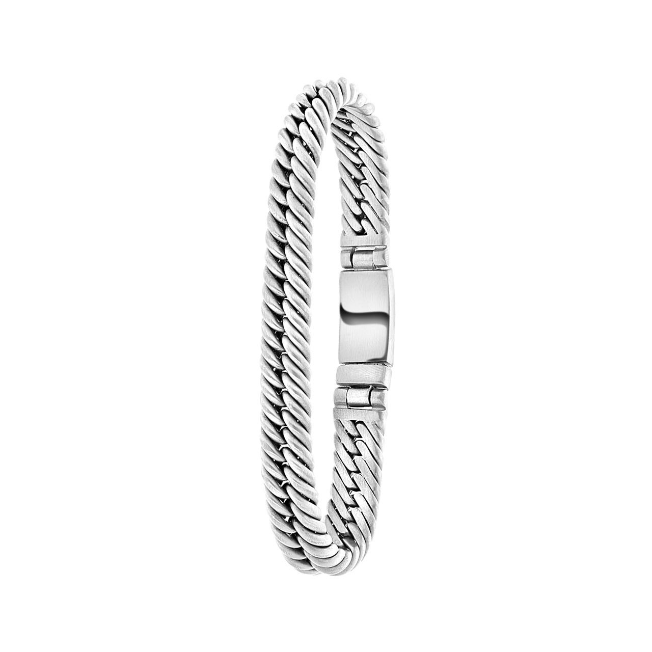 Stalen armband gourmetschakel mat