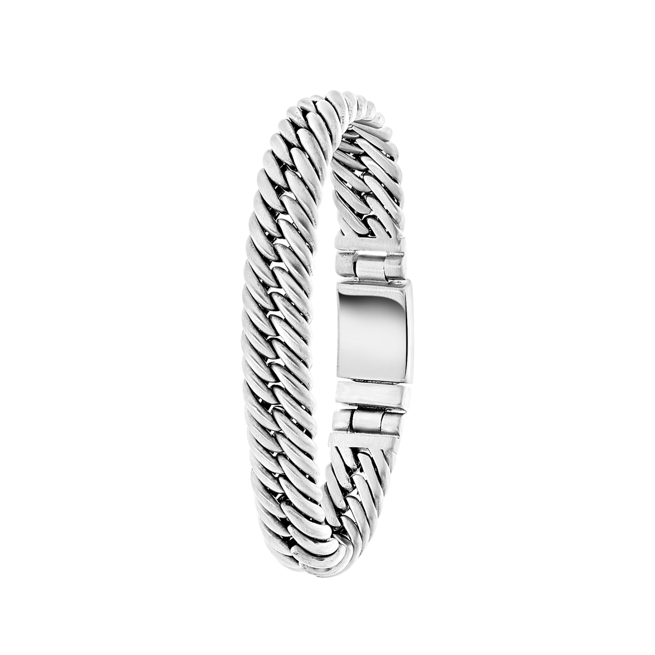 Stalen armband gourmetschakel mat