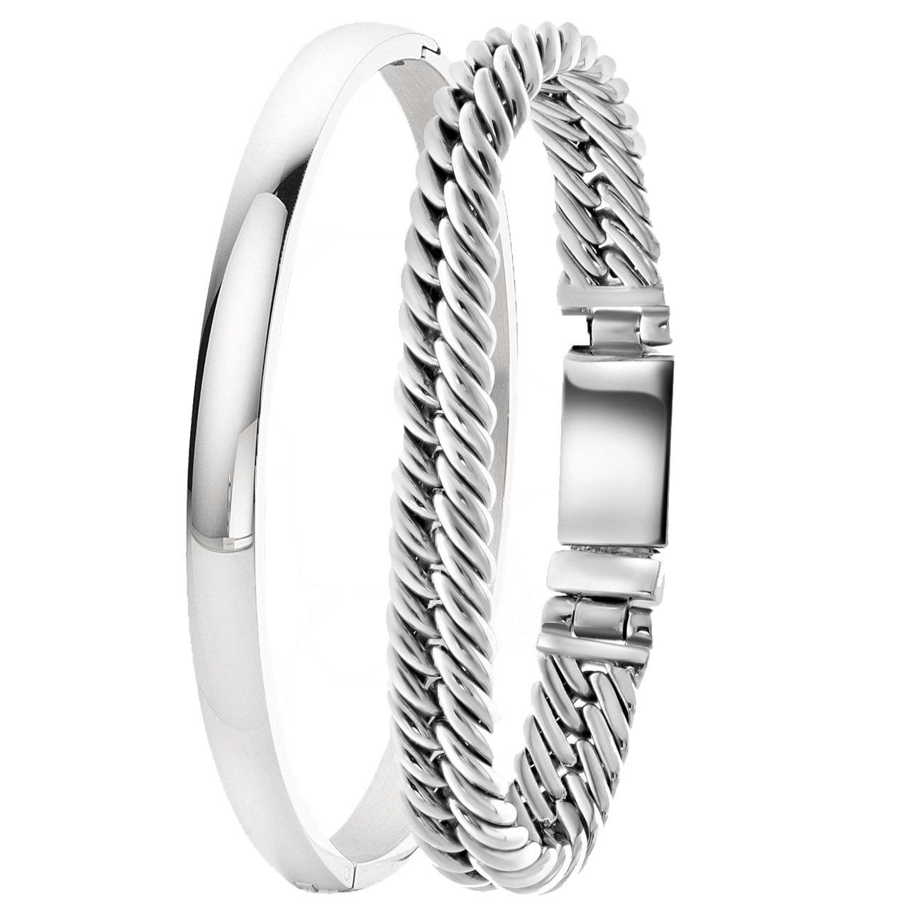 Stainless steel set armbanden