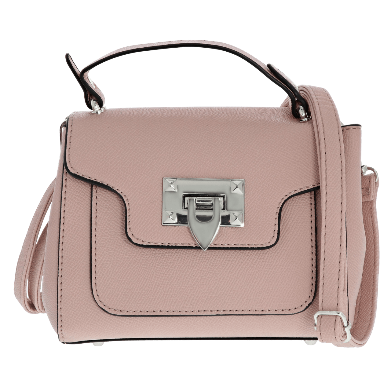 Rosafarbenen Handtasche mit silberfarbenen Details