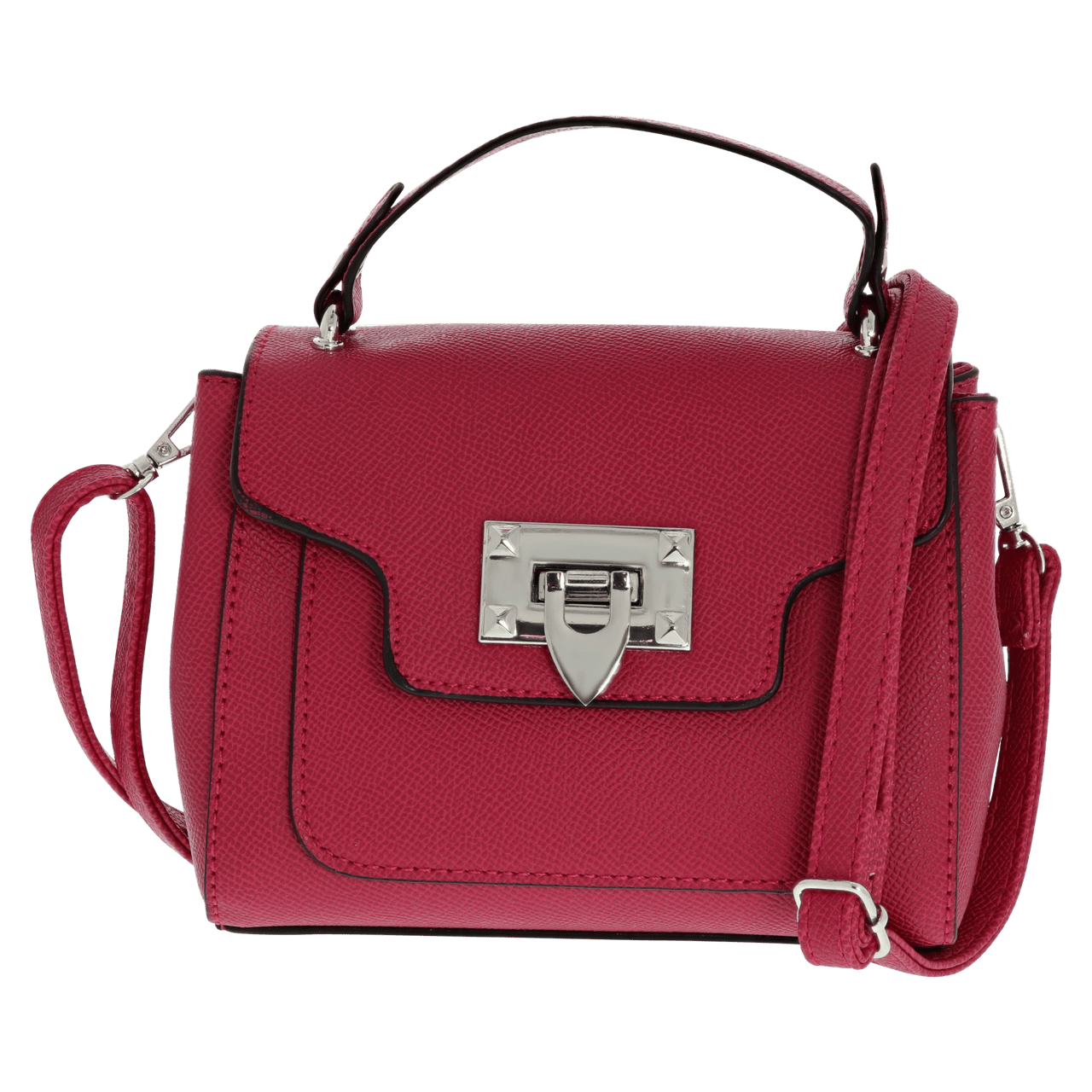 Fuchsiafarbene Handtasche mit silberfarbenen Details