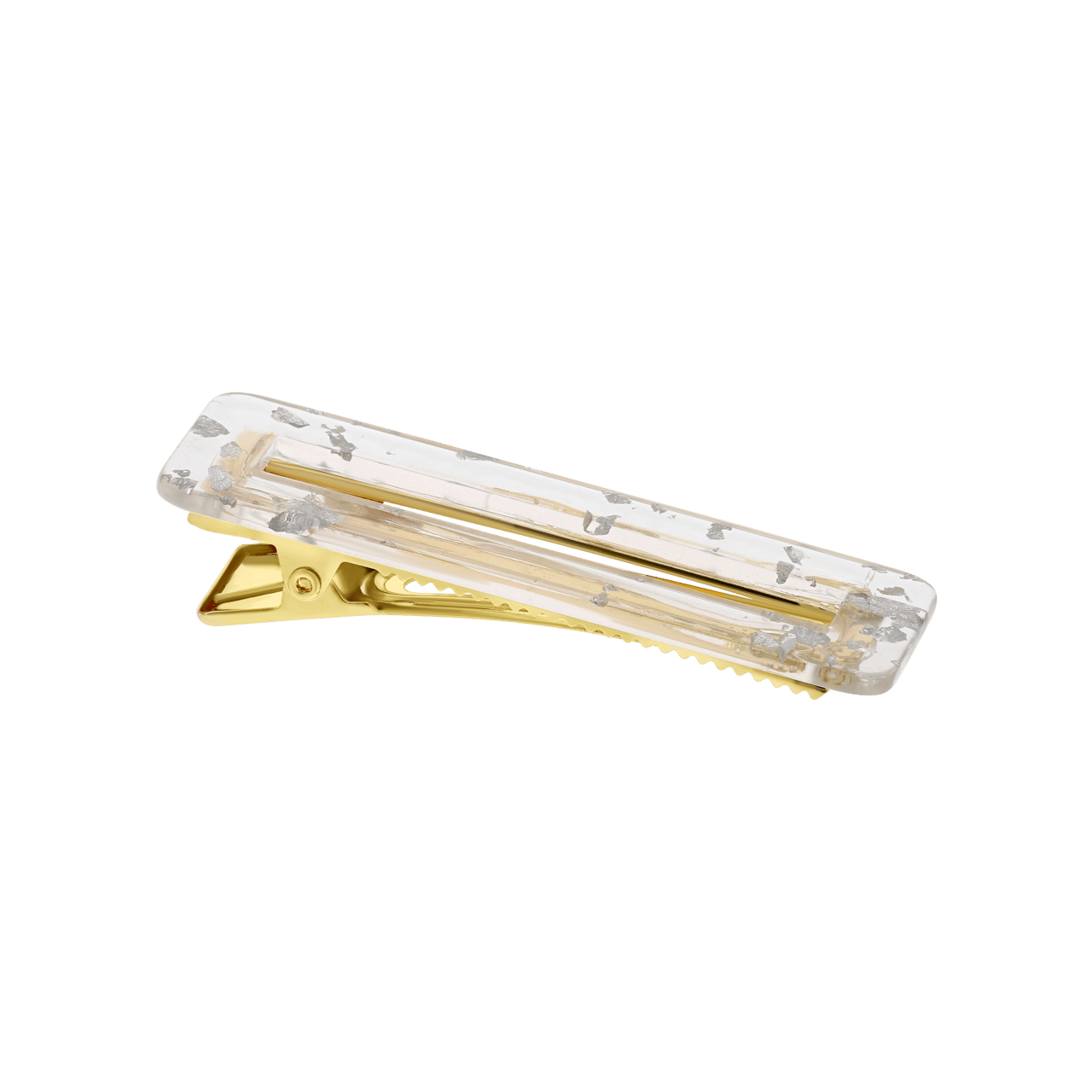 Doorzichtige haarclip met zilverkleurige elementen