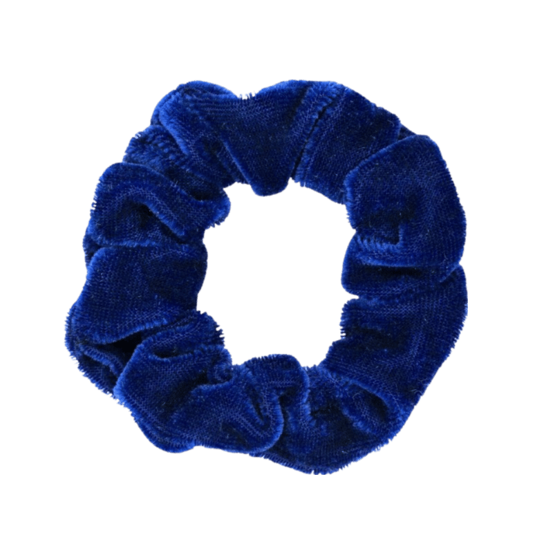 Blauwe velvet scrunchie