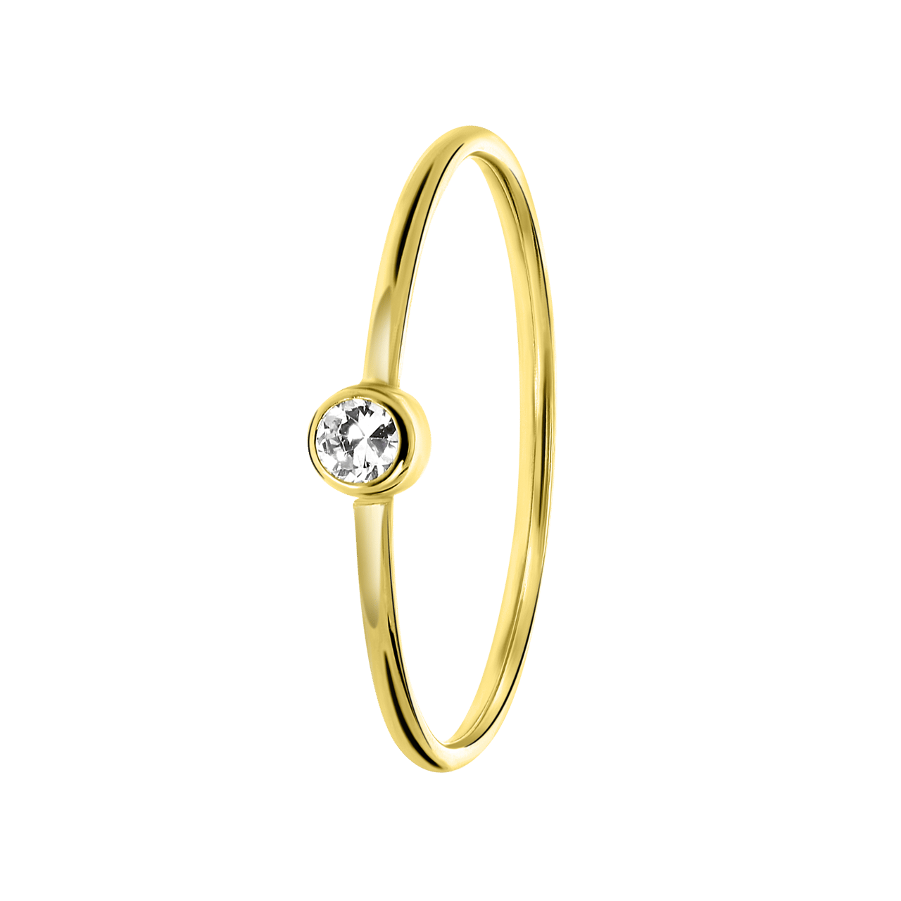 Bague Anneau En Or Blanc 585 14K Massif Avec Zirconia Cubique - Taille 55 (17.5 Mm) - Occasion Très Bon État