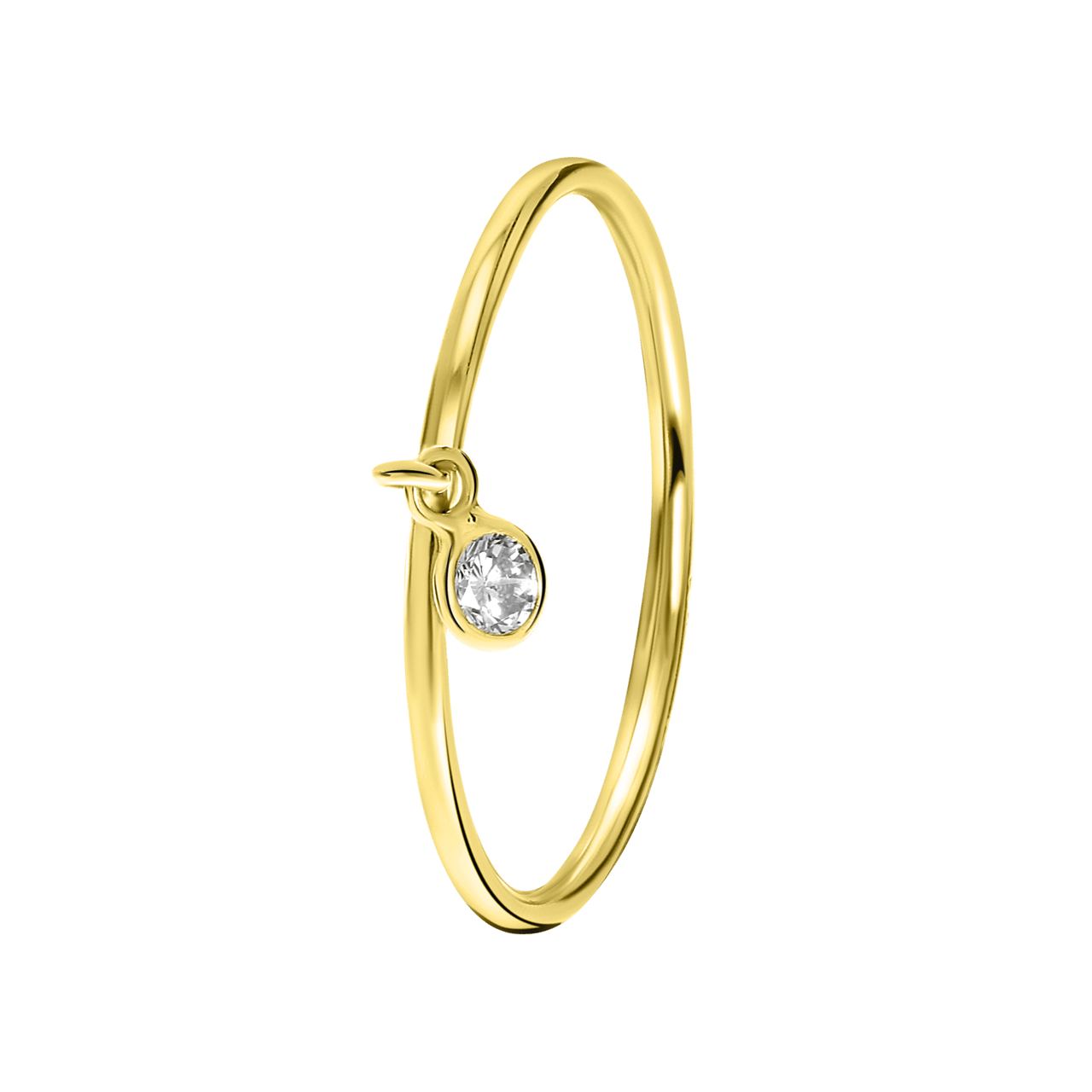 Ring, 585 Gelbgold, Anhänger, weißer Zirkonia