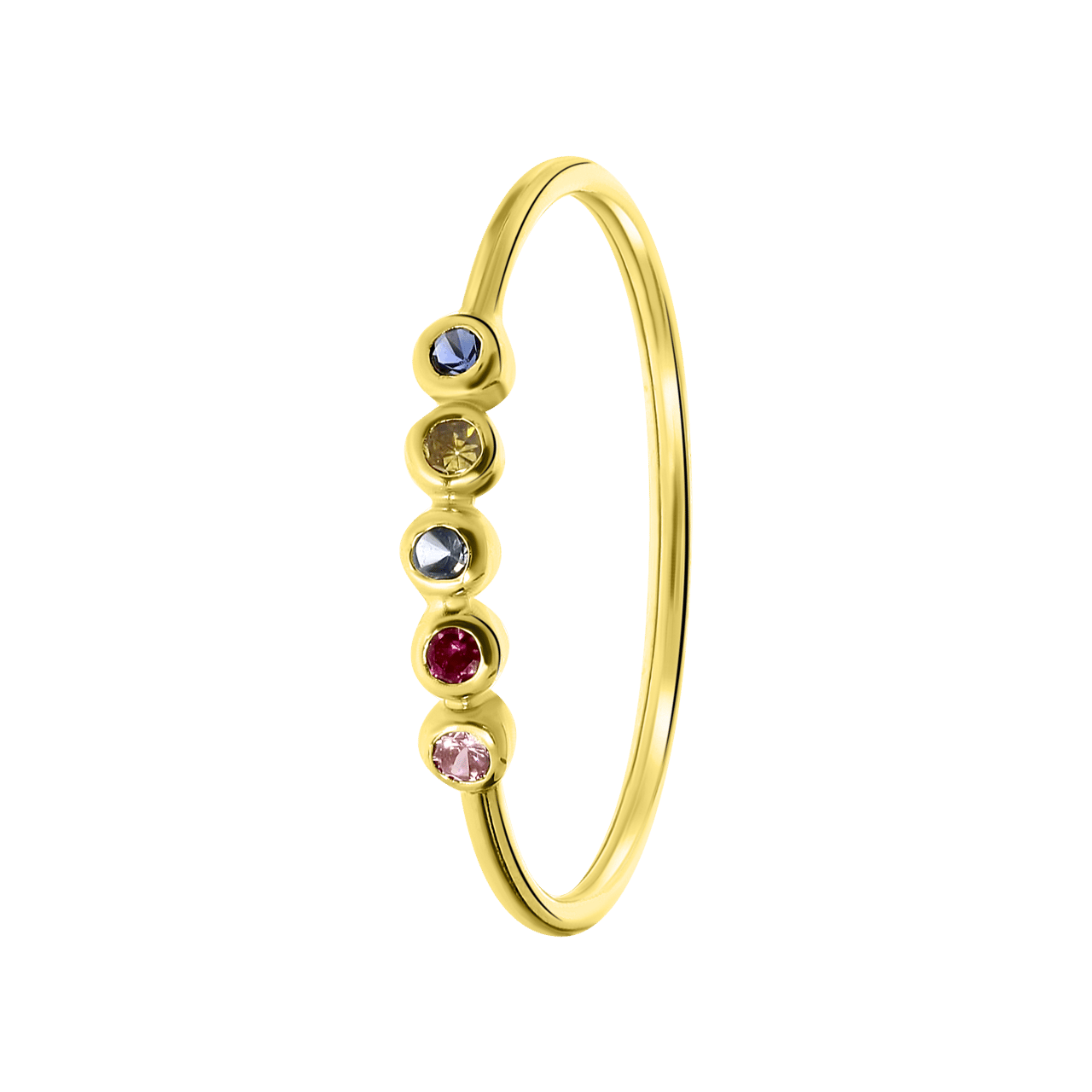 Ring, 585 Gold, 5 bunte Zirkonia