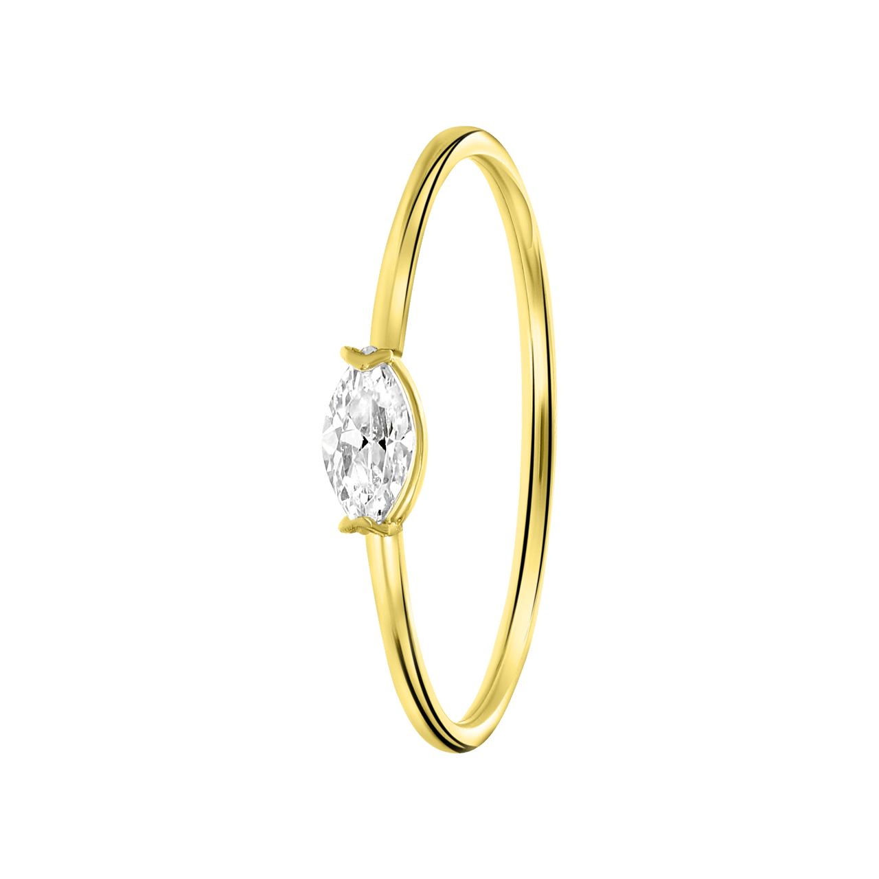 Ring, 585 Gelbgold, weißer Zirkonia, Marquise-Schliff