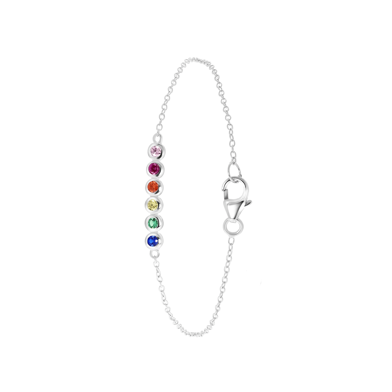 Zilveren armband bar regenboog zirkonia
