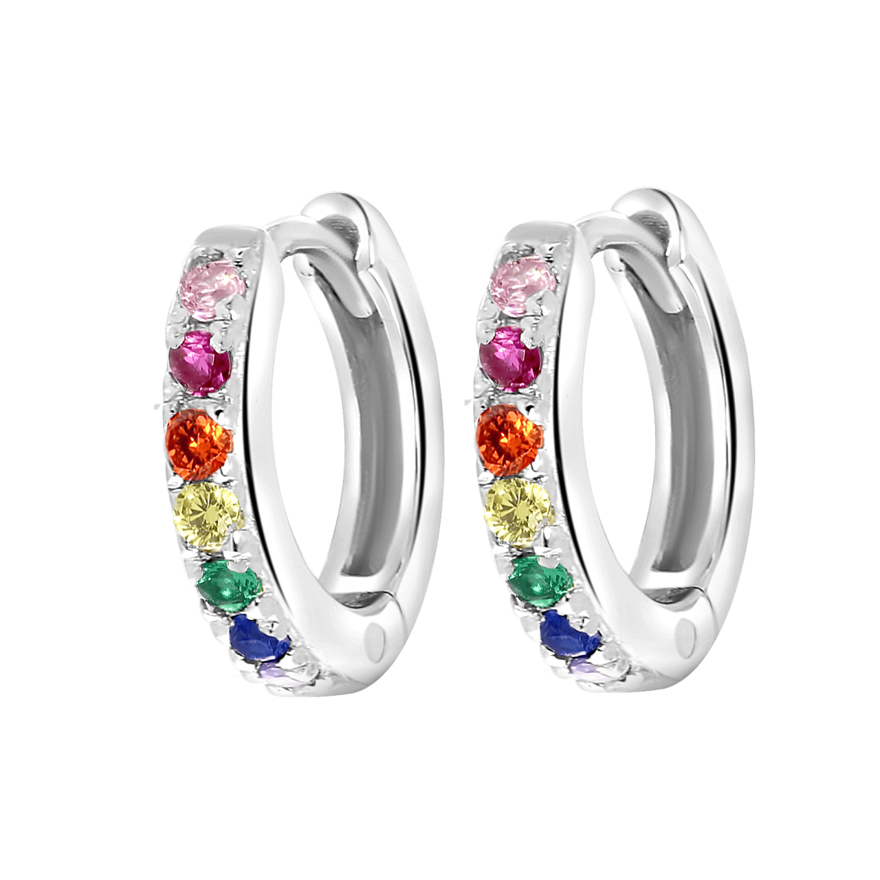 Silberohrringe, Regenbogen, Zirkonia