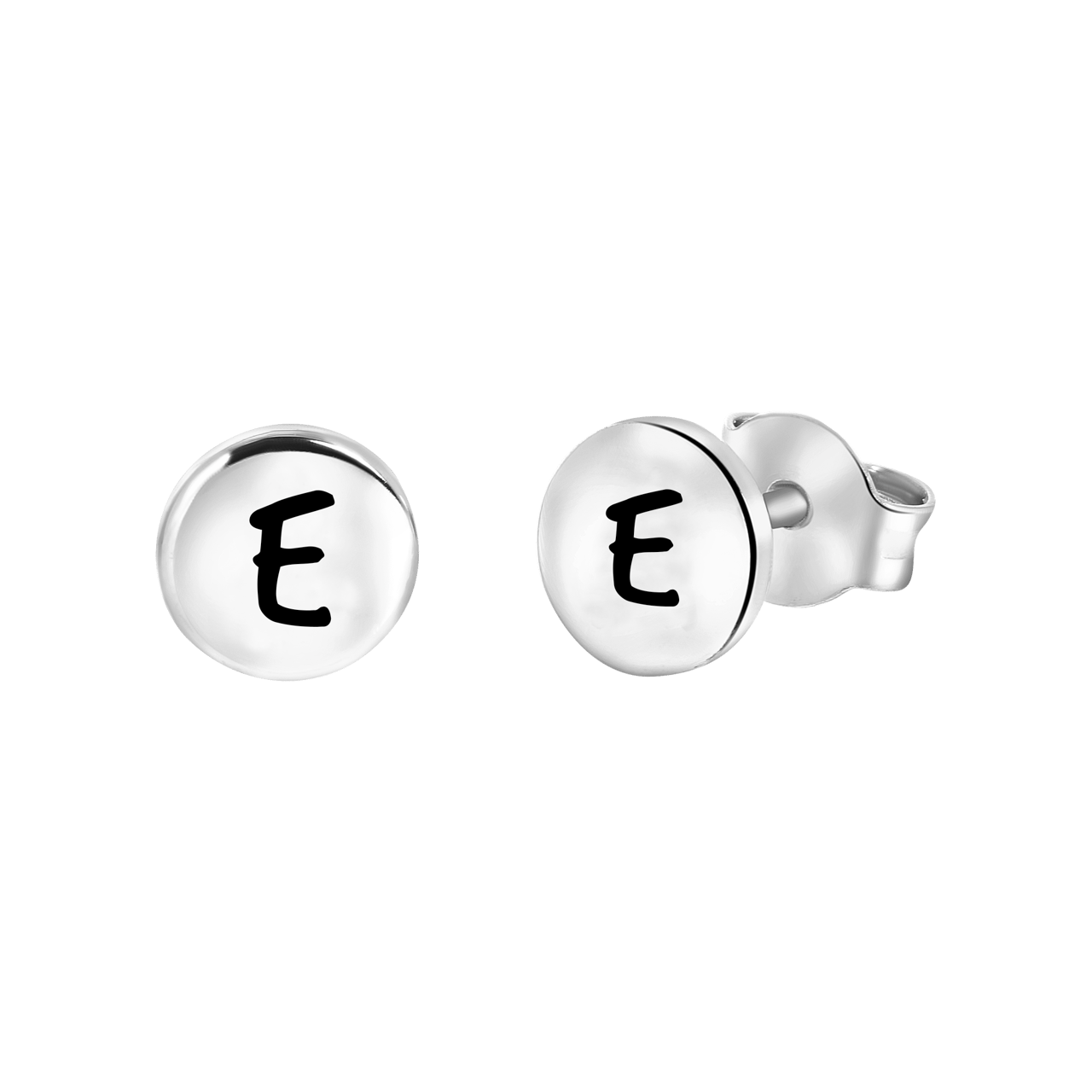 Zilveren oorbellen disc alfabet