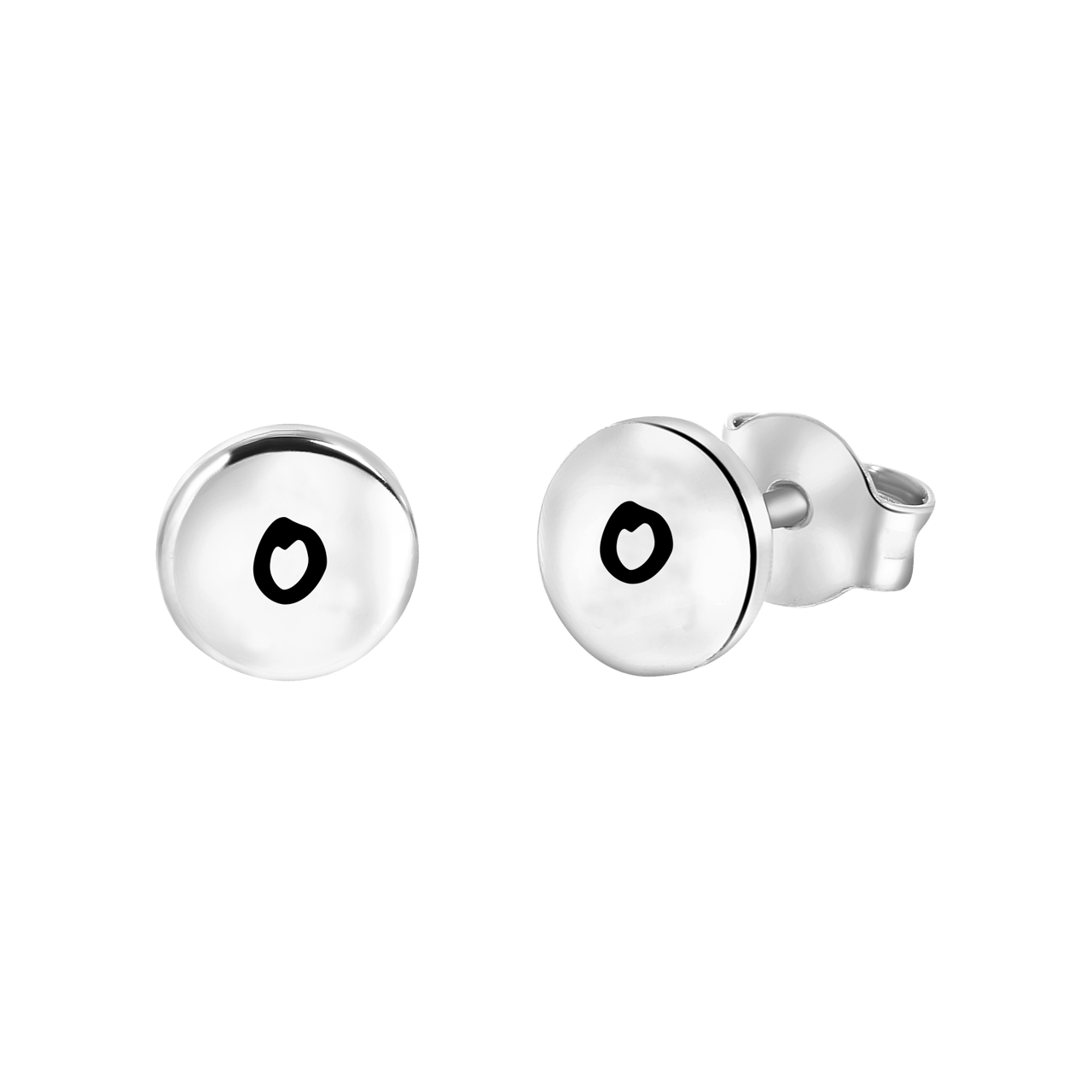 Zilveren oorbellen disc alfabet