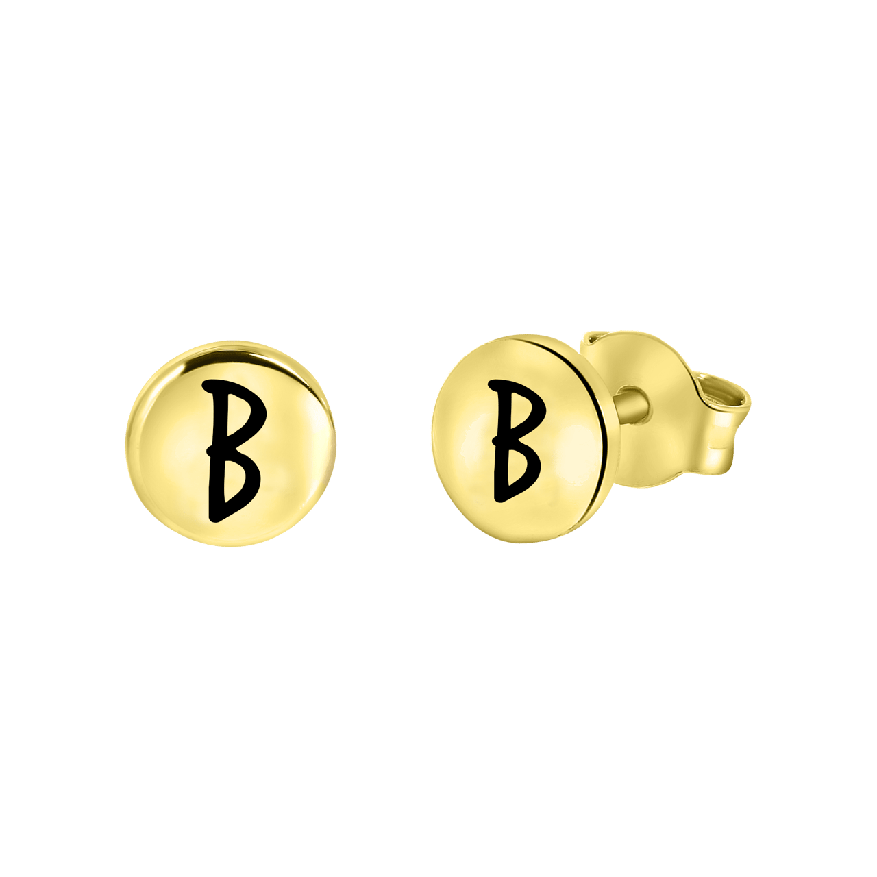 Zilveren oorbellen goldplated disc alfabet