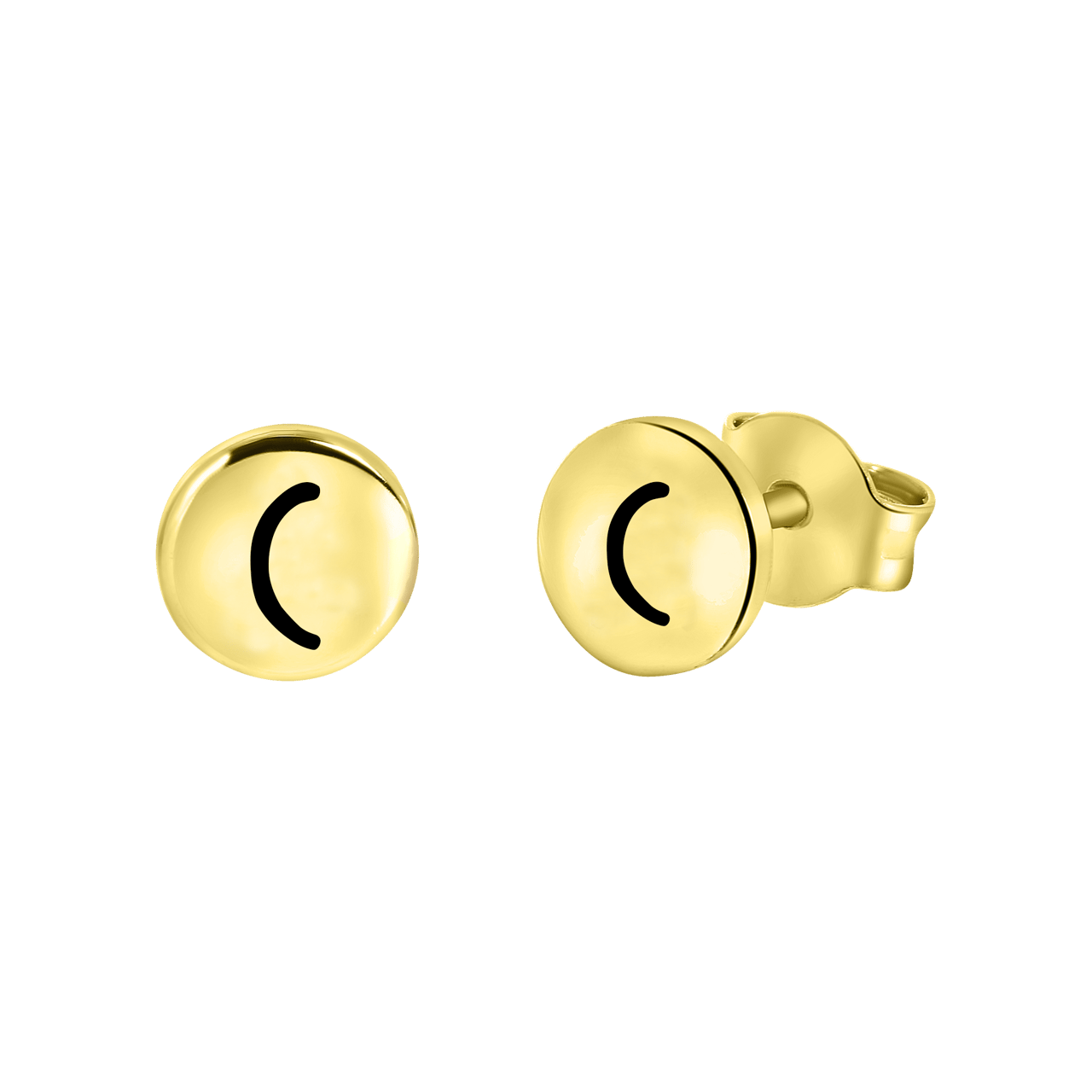 Zilveren goldplated oorknoppen met letter voor dames