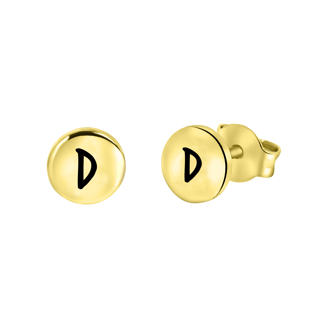 Zilveren oorbellen goldplated disc alfabet