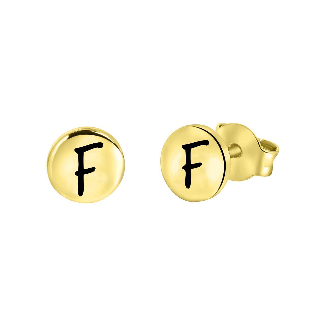 Zilveren goldplated oorknoppen met letter voor dames