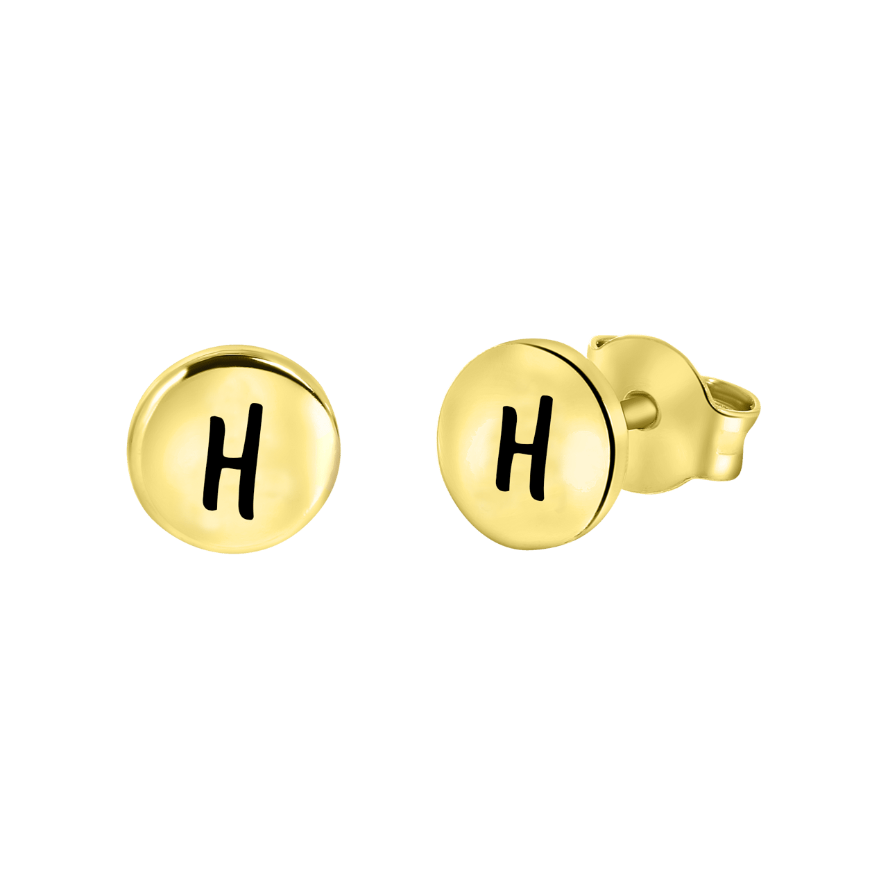 Zilveren oorbellen goldplated disc alfabet