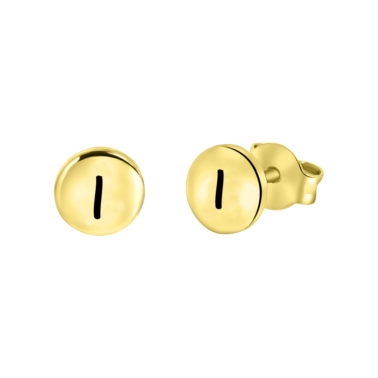 Zilveren goldplated oorknoppen met letter voor dames