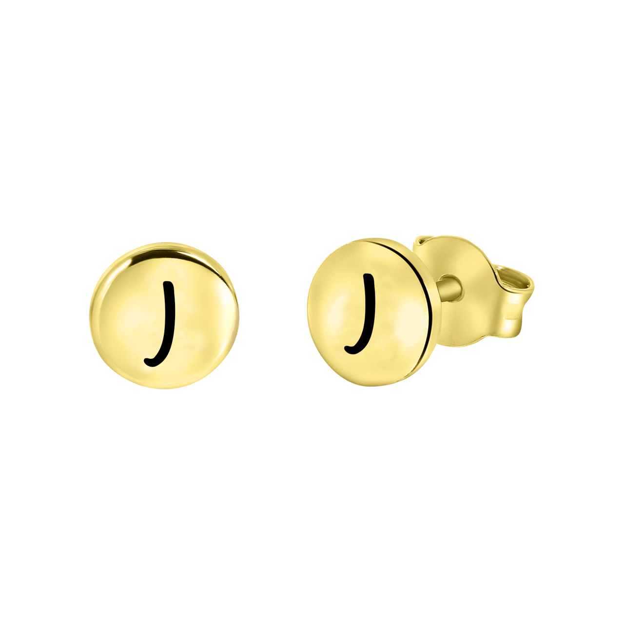 Zilveren oorbellen goldplated disc alfabet