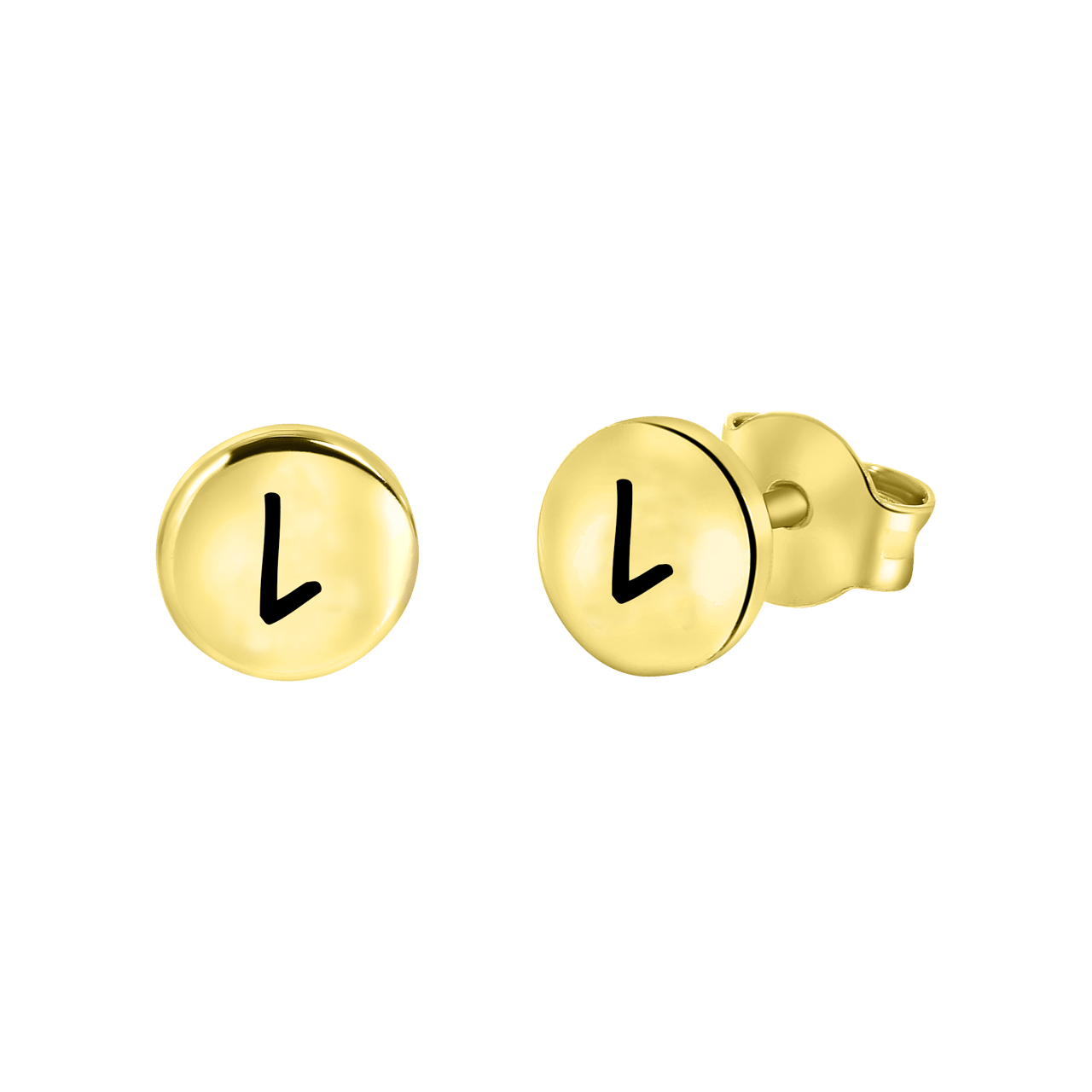 Zilveren goldplated oorknoppen met letter voor dames