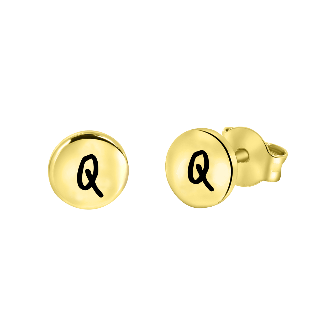 Zilveren goldplated oorknoppen met letter voor dames