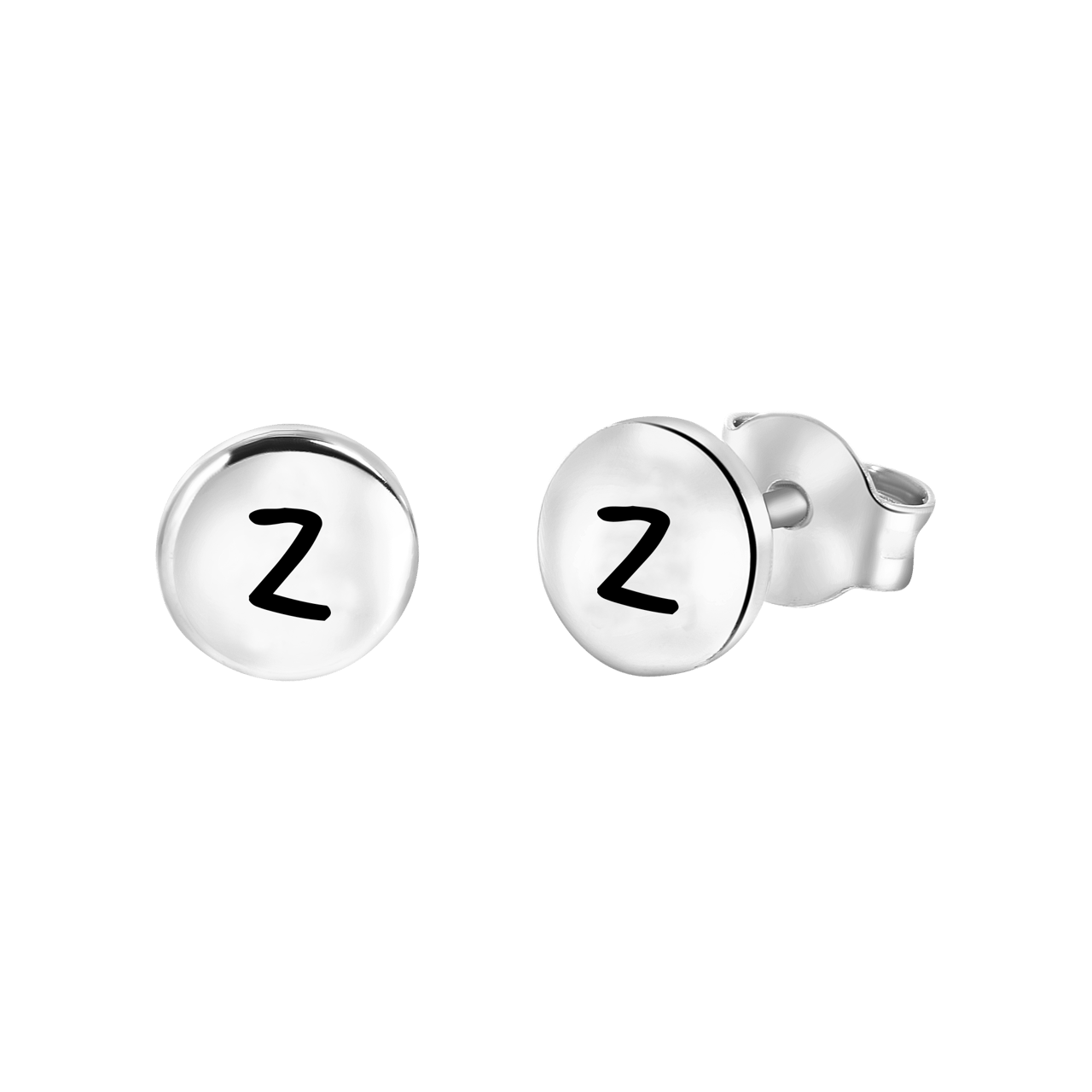 Silberohrringe, runder Anhänger, vergoldet, Alphabet