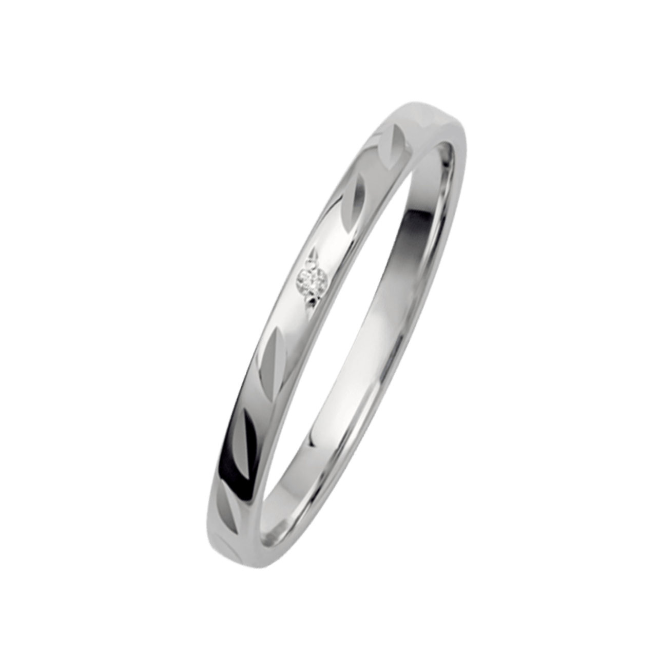 Trauring für Damen, 585 Weißgold, Diamant, Wonder, H230
