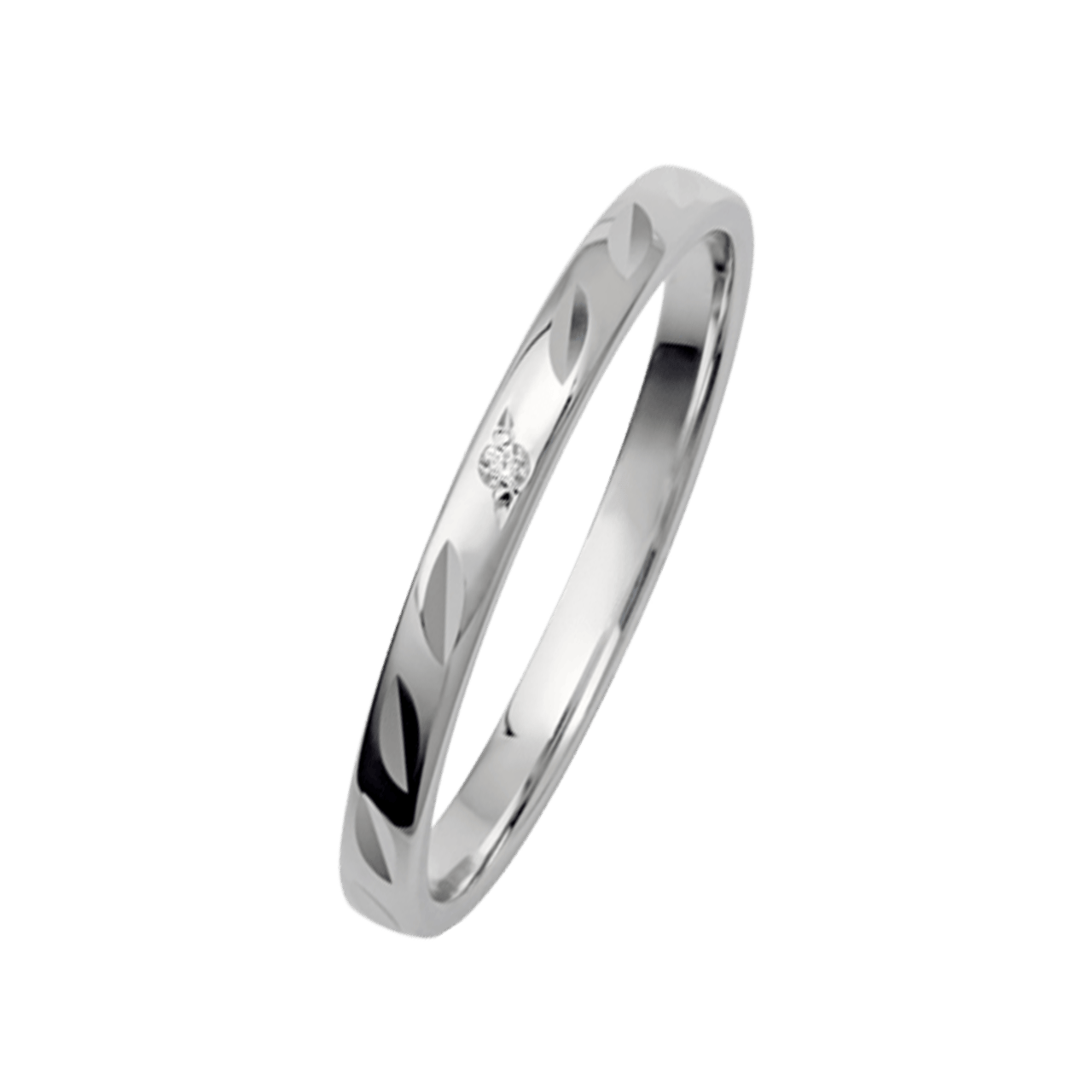 Trauring für Damen, 375 Weißgold, Diamant, Wonder, 230