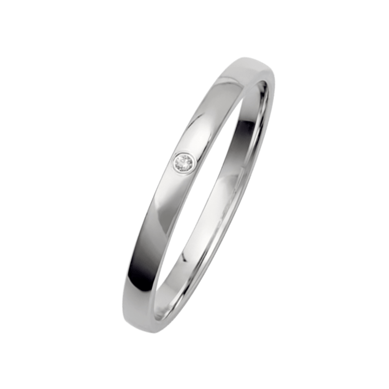 Trauring für Damen, 585 Weißgold, Diamant, Gentle, H238
