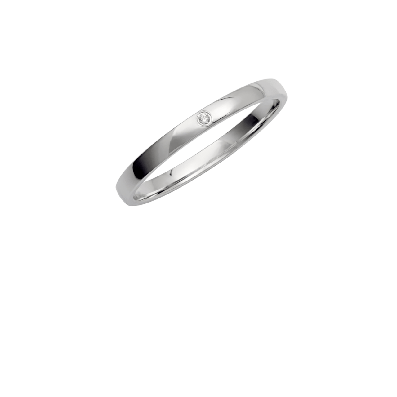 Trauring für Damen, 375 Weißgold, Diamant, Gentle, H238