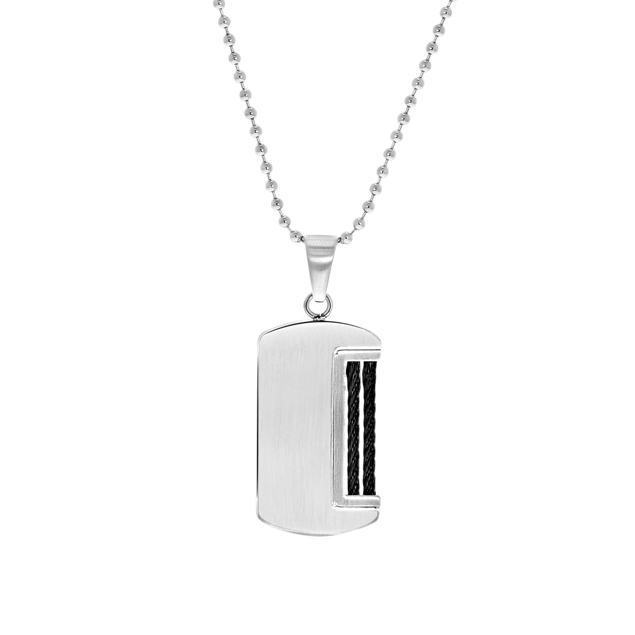 Gerecycleerd stainless steel ketting&hanger plaat met zwart accent