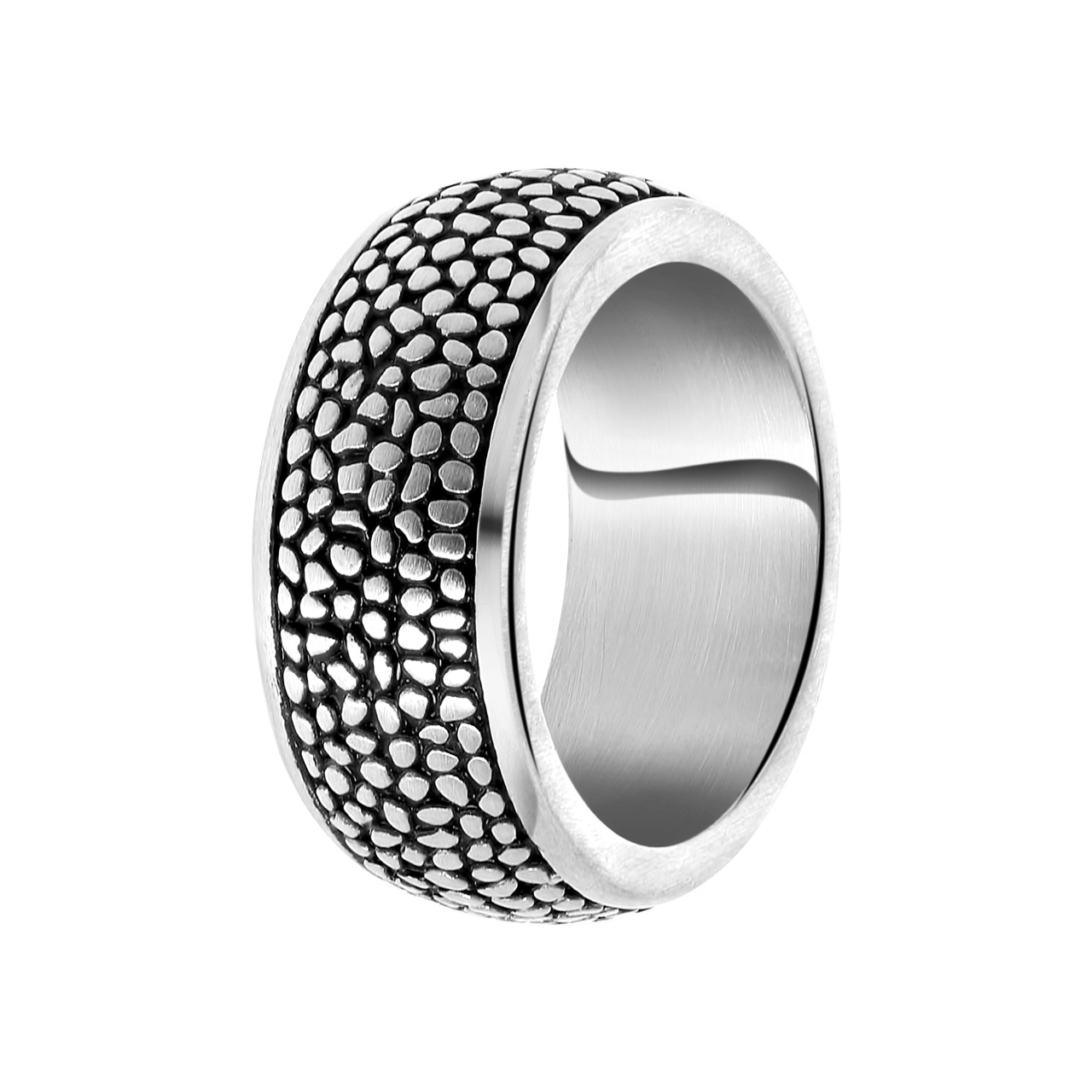 Stainless steel ring reptiel met zwarte accenten