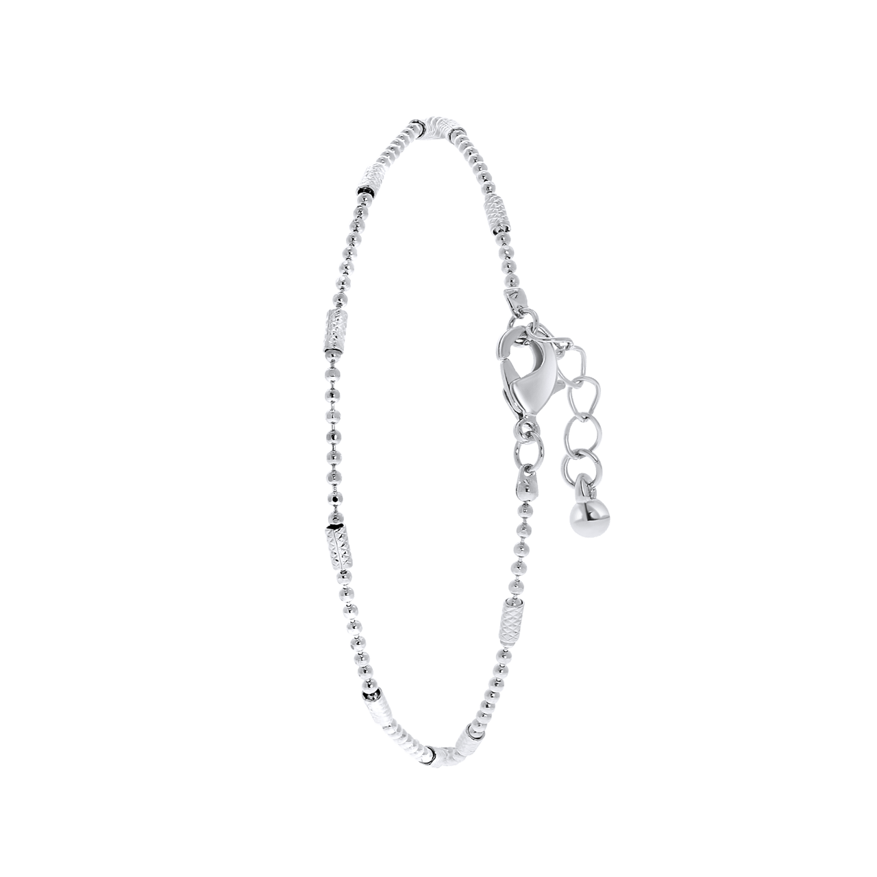 Zilverkleurige enkelband met bolletjesschakel