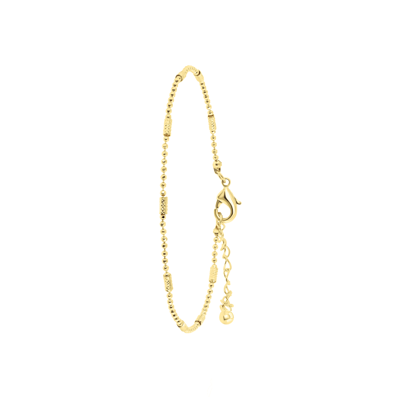 Goudkleurige enkelband met bolletjesschakel
