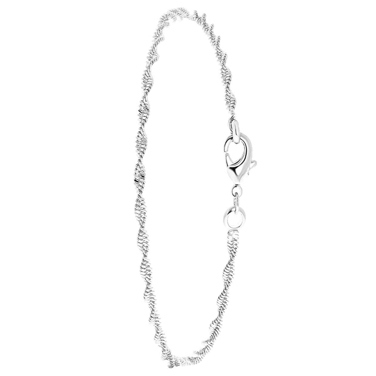 Zilverkleurige enkelband met gedraaide schakel