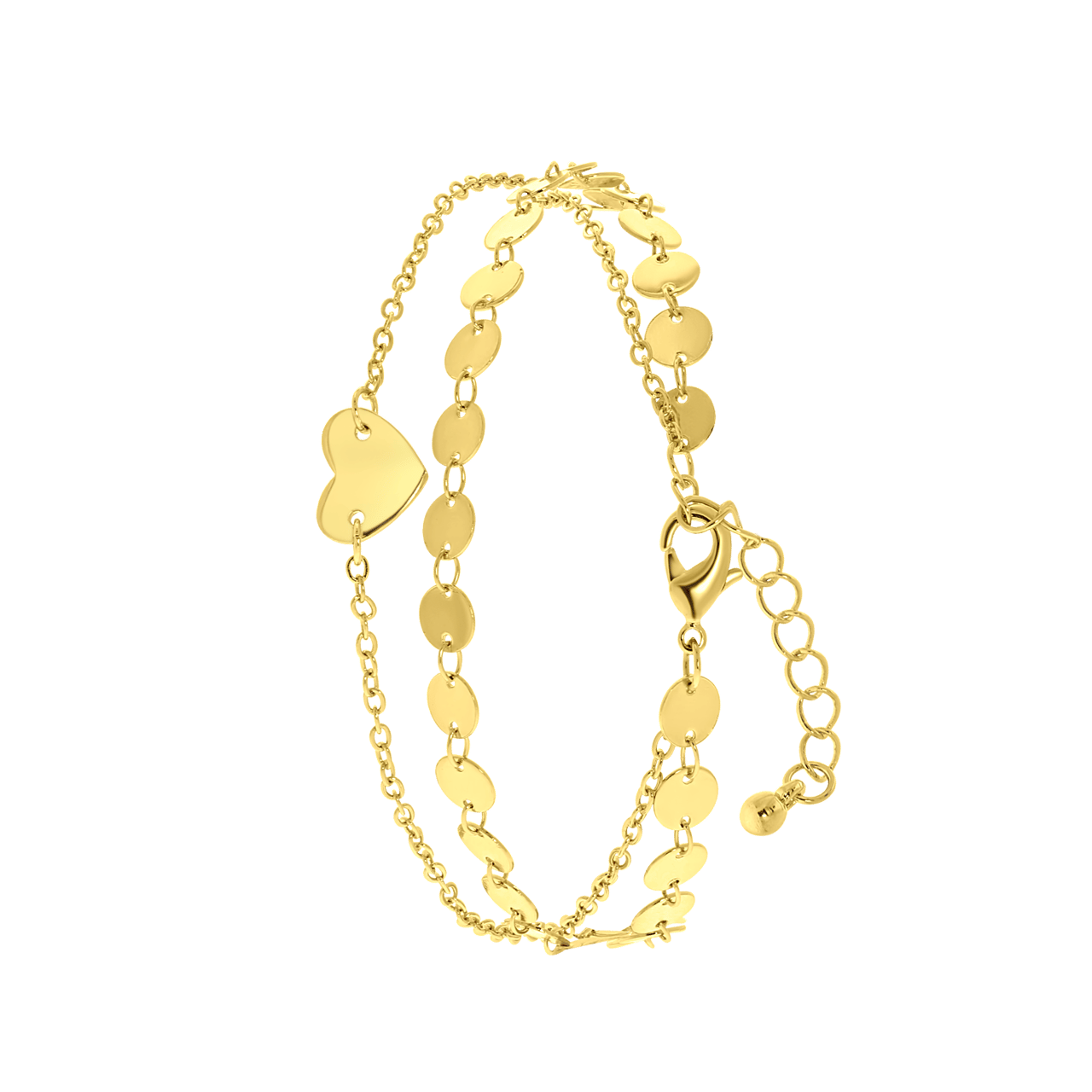 Goudkleurige dubbele enkelband met hartjes