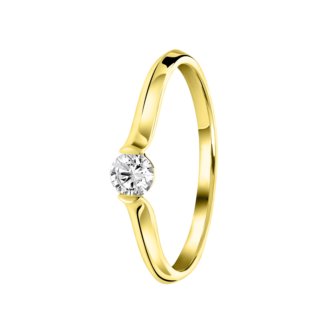 Ring, 585 Gelbgold, synthetischer Diamant 0,20 kt