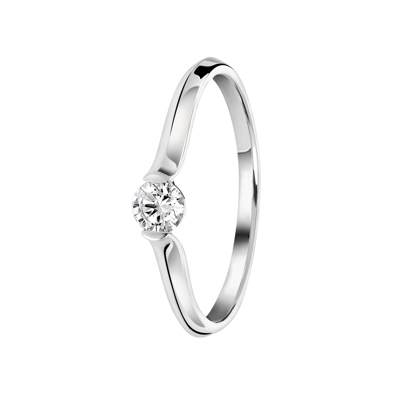 Ring, 585 Weißgold, synthetischer Diamant 0,20 kt