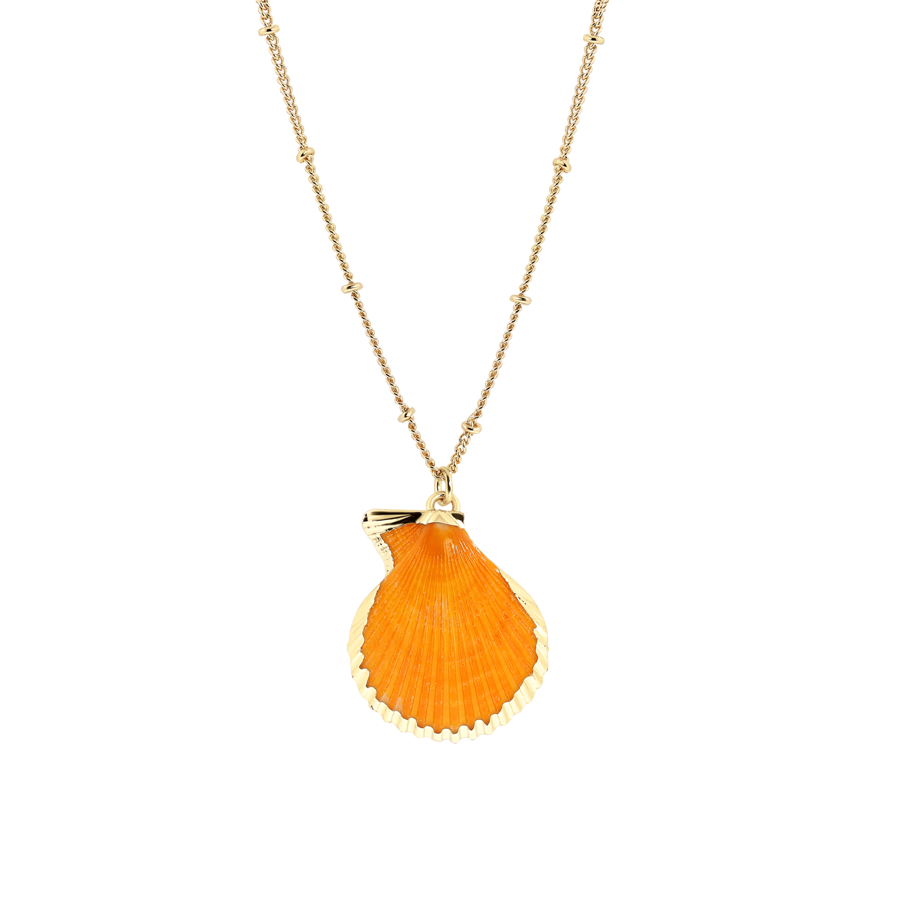 Goldfarbene Bijoux-Halskette mit Muschel