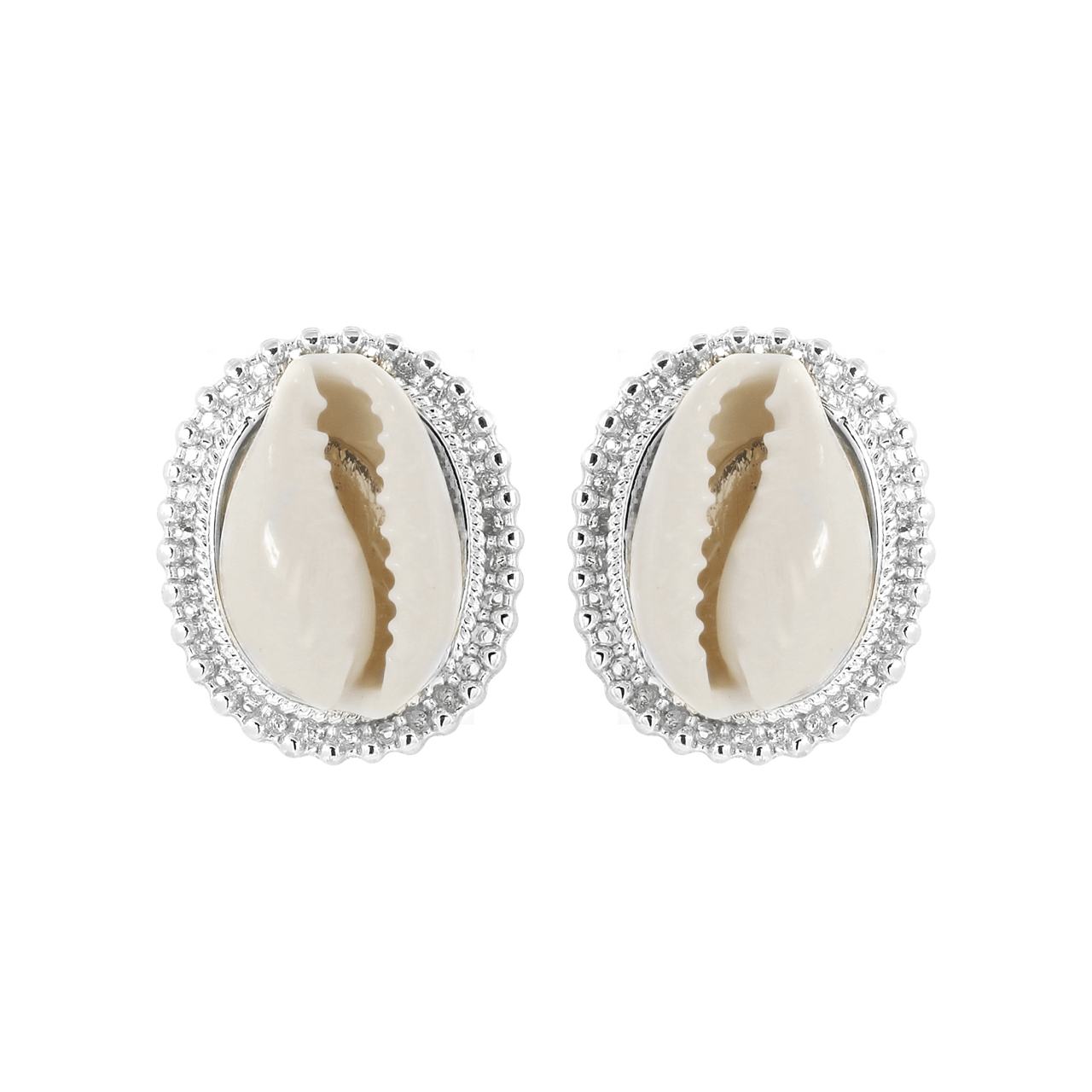Zilverkleurige bijoux oorbellen met schelp