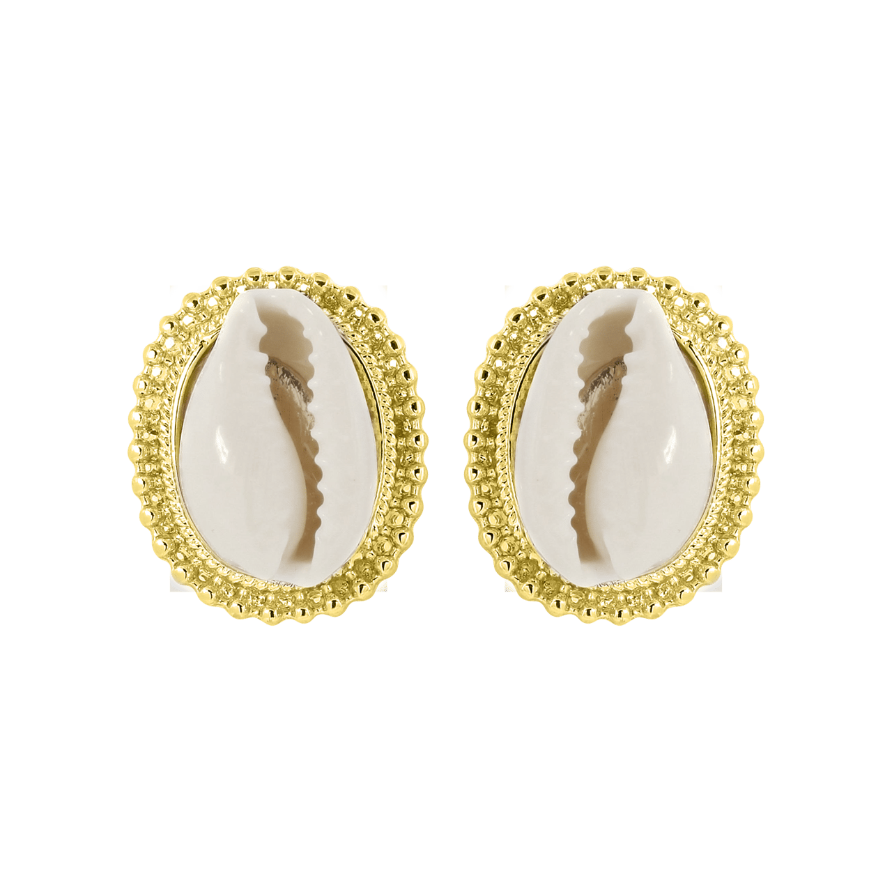 Goudkleurige bijoux oorbellen met schelp