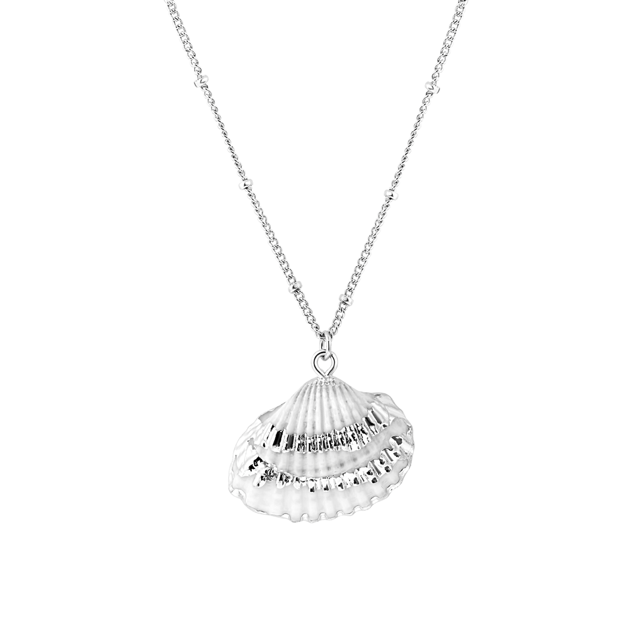 Zilverkleurige bijoux ketting  met schelp