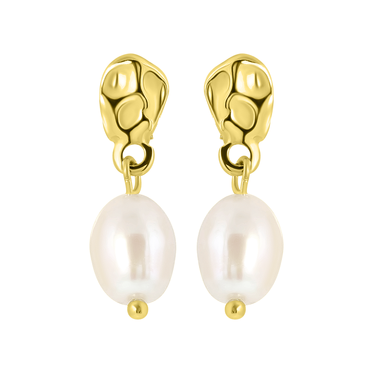 Goudkleurige bijoux oorbellen met parel