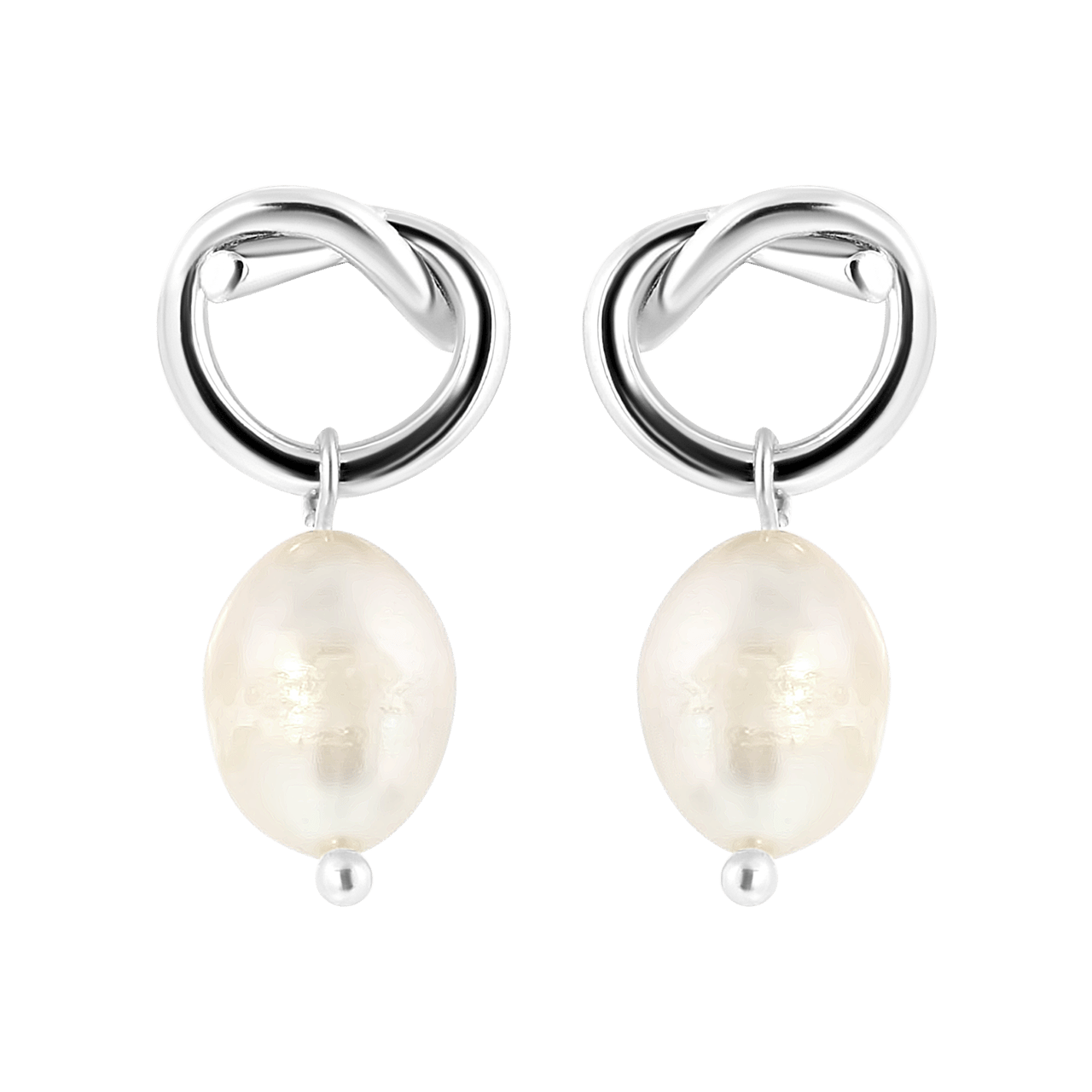 Zilverkleurige bijoux oorbellen met parel