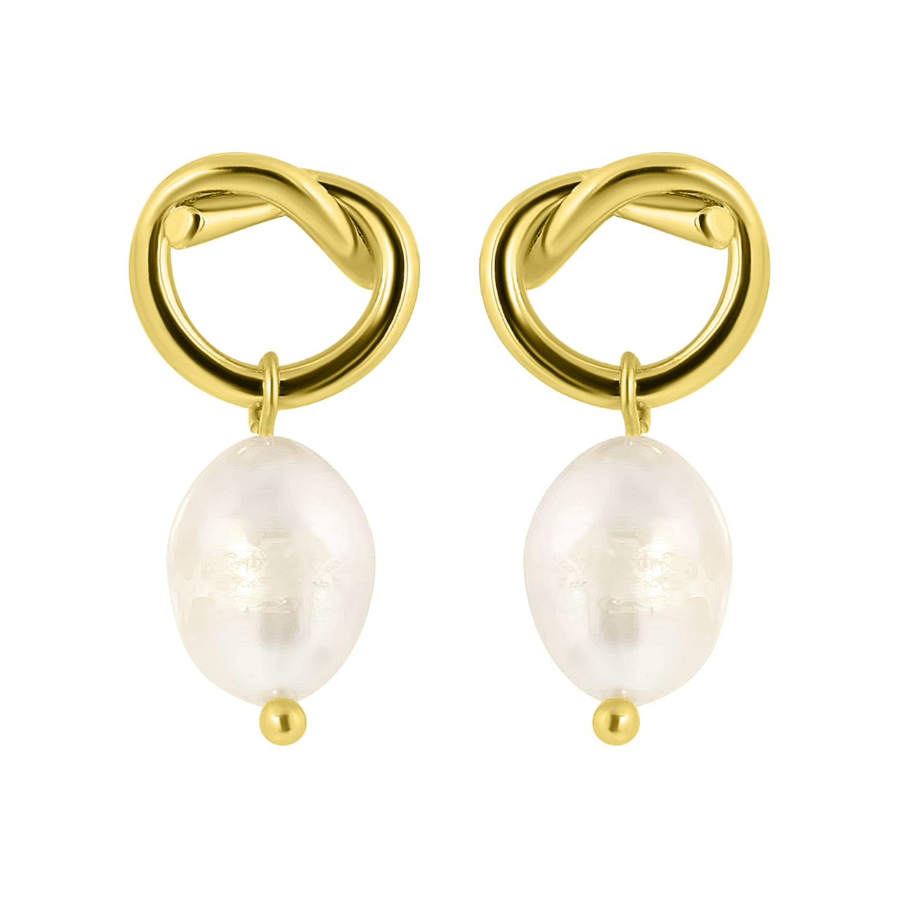 Goudkleurige bijoux oorbellen met parel