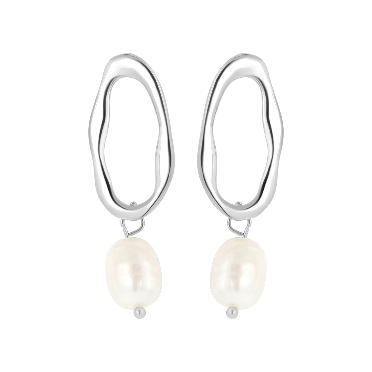 Silberfarbene Bijoux-Ohrringe, mit Perle