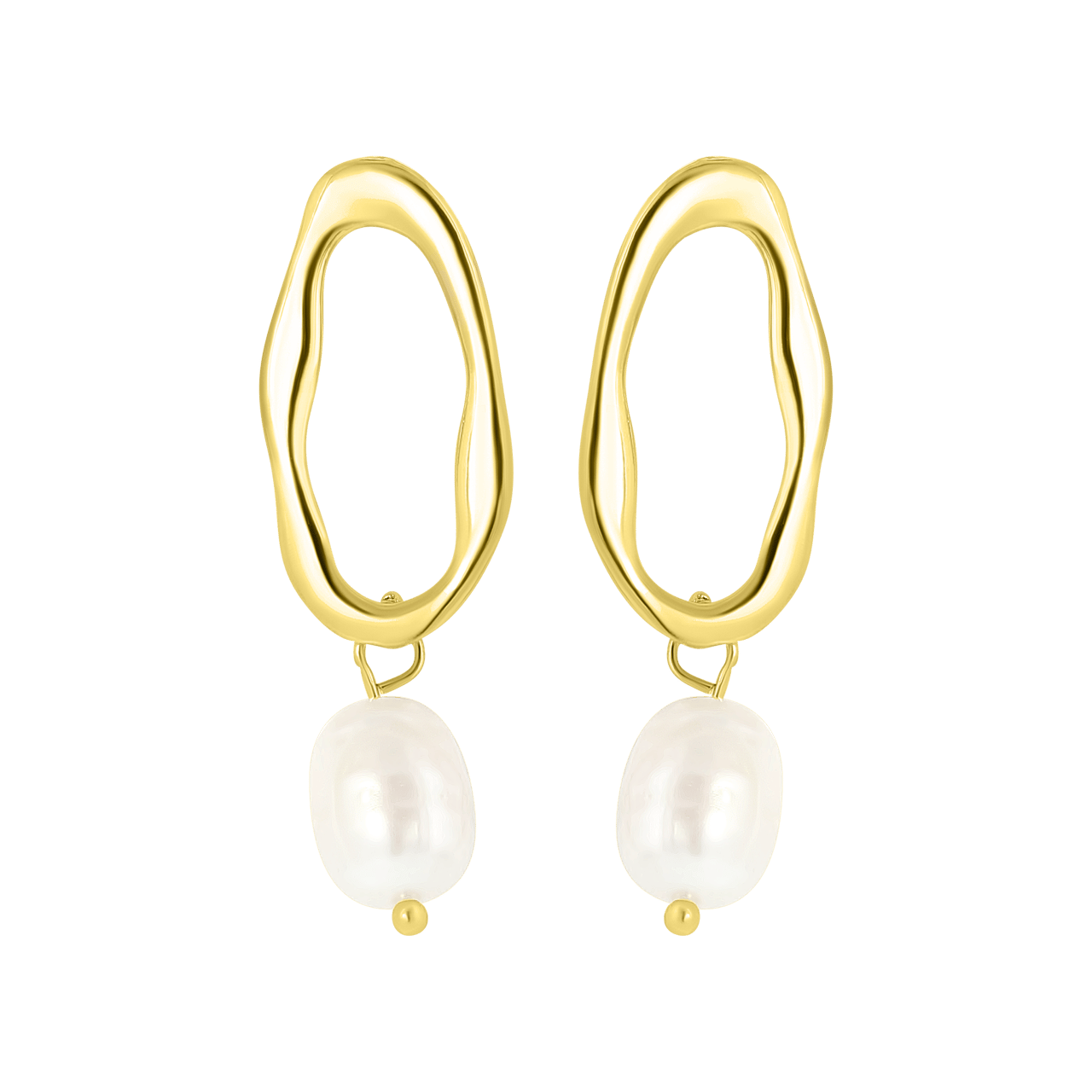 Goudkleurige bijoux oorbellen met parel