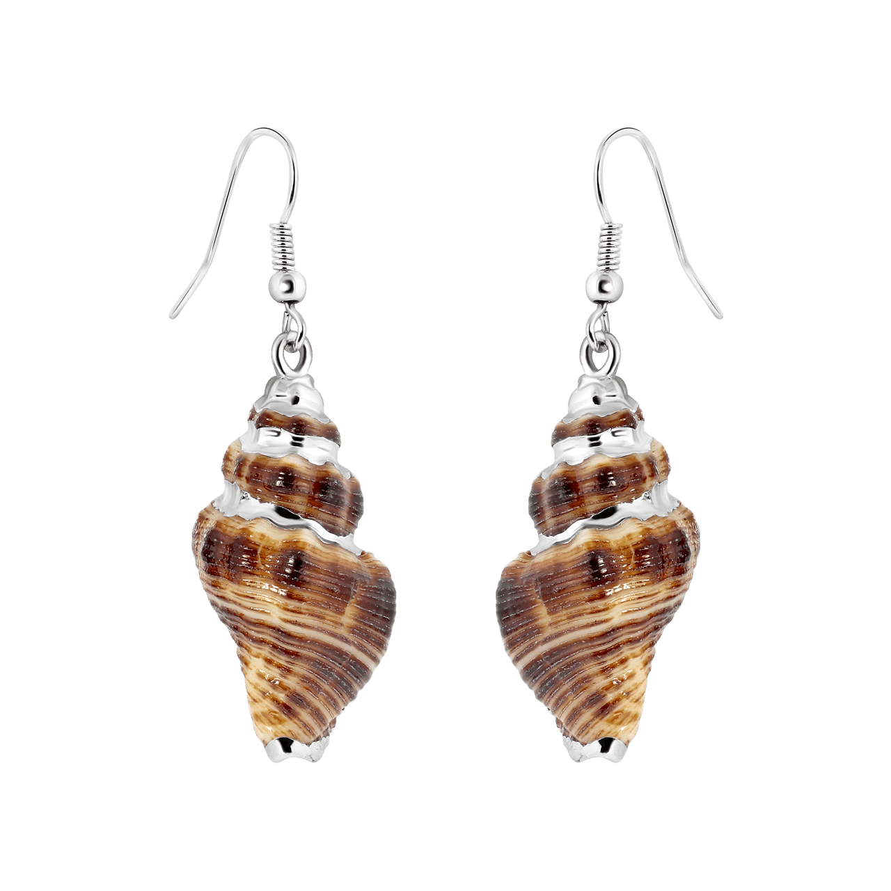 Zilverkleurige bijoux oorbellen met schelp